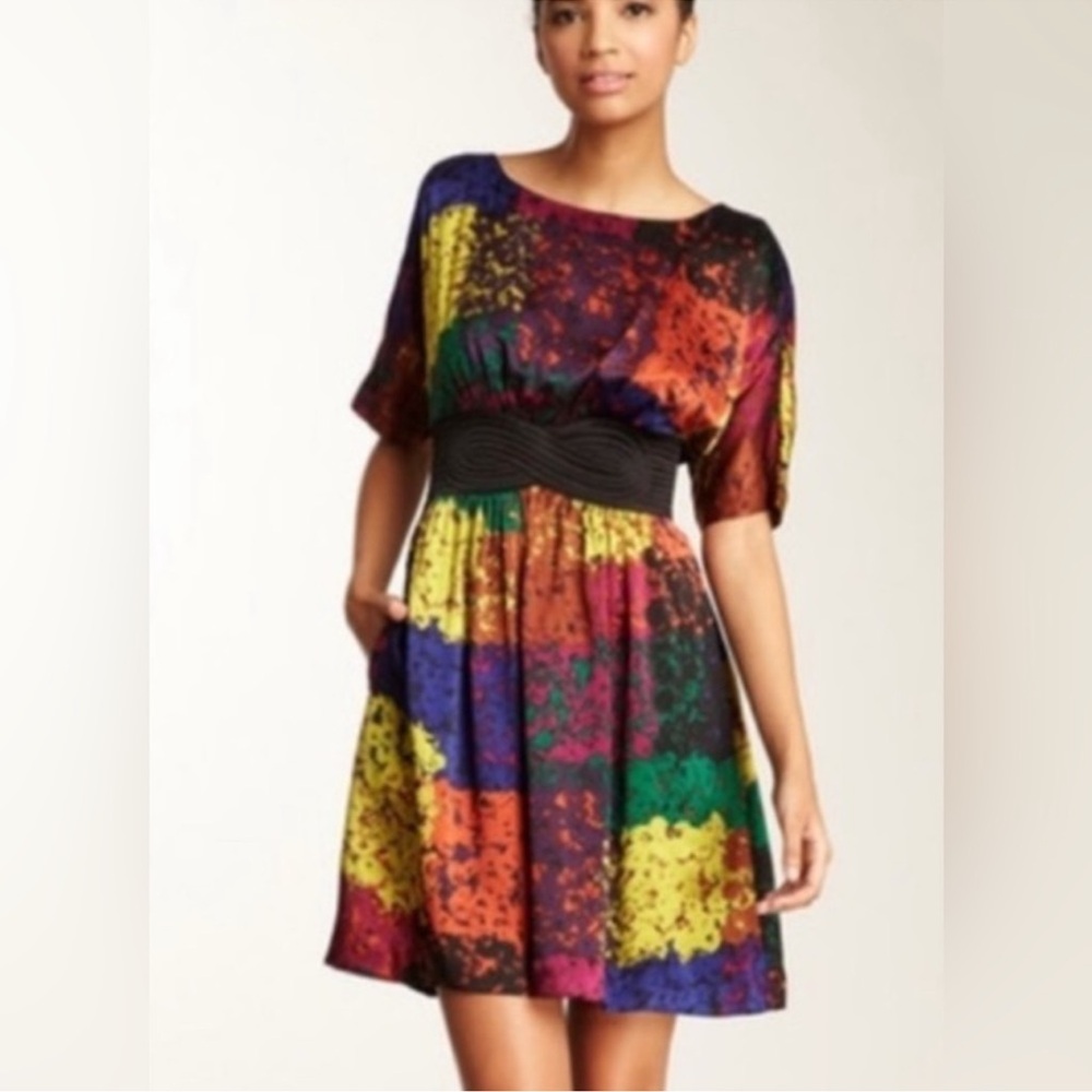 Trina Turk Fosse Shanghai Multicolor Patchwork Mini Dress Size 10